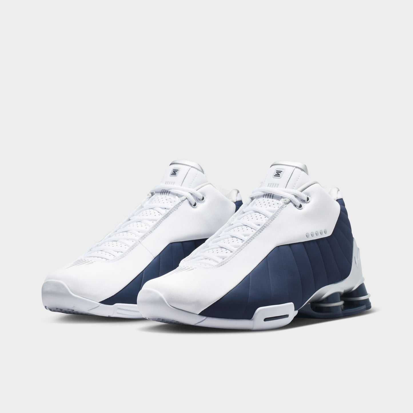 Nike Shox BB4 Blanc / Bleu marine - Argent métallisé