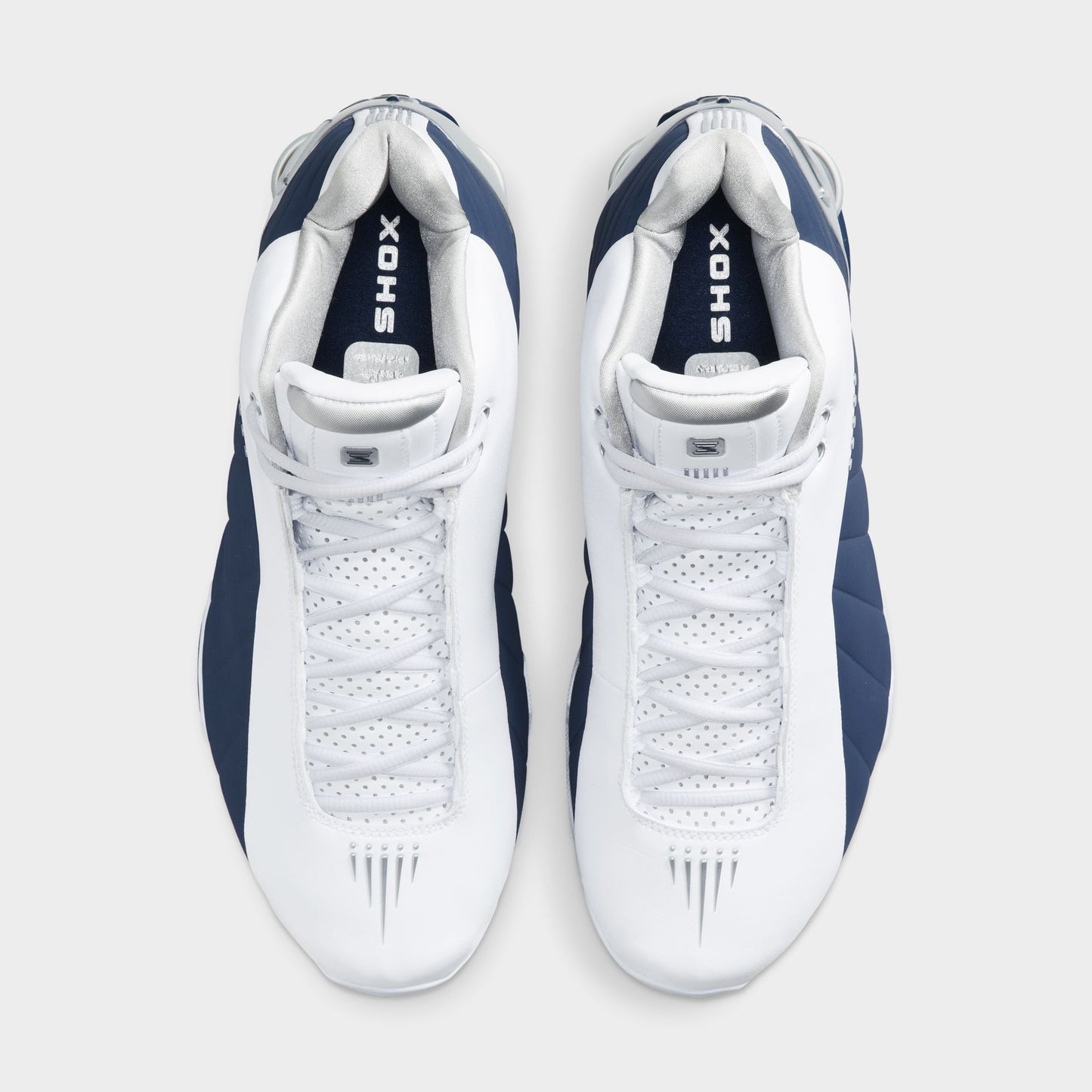 Nike Shox BB4 Blanc / Bleu marine - Argent métallisé