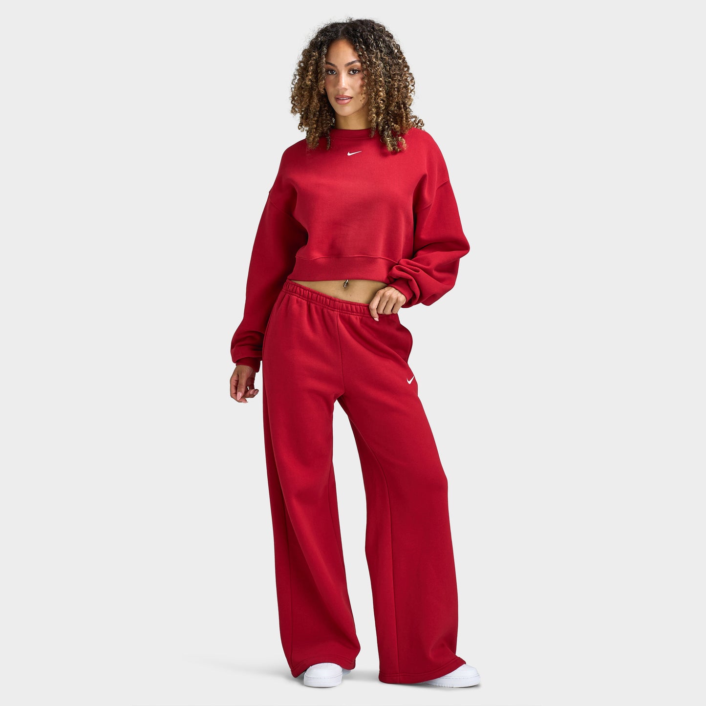 Nike Women's Studio Fleece Wide Leg Pants / Tough Red