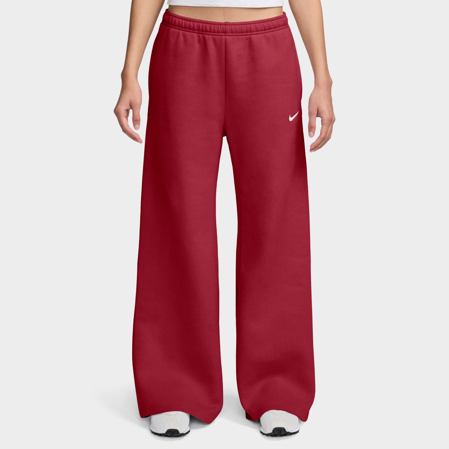 Nike Femmes Studio Polaire Pantalon large / Rouge Vif