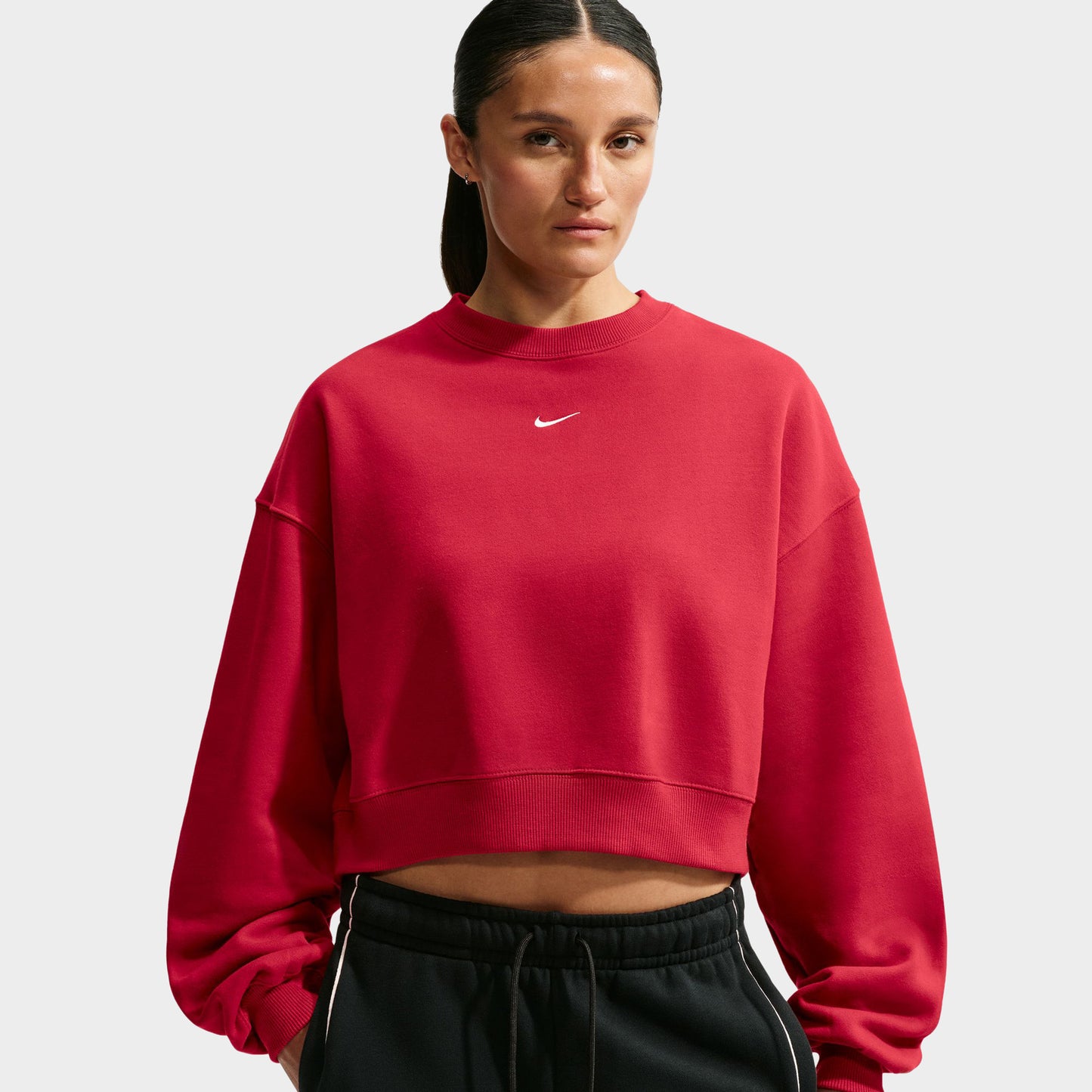 Nike Femmes Studio Polaire Pantalon large / Rouge Vif
