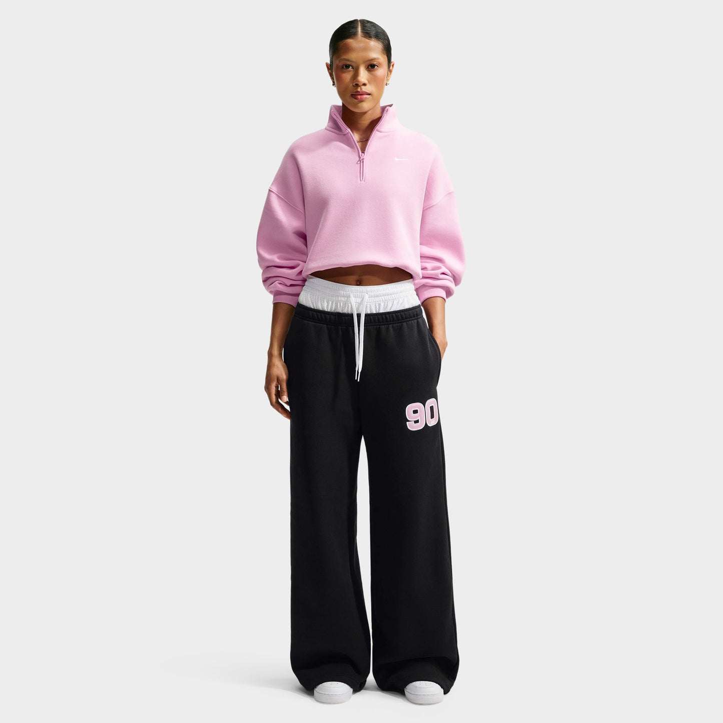 Nike Women's Studio Fleece Mid-Rise Wide Leg Pant / Black