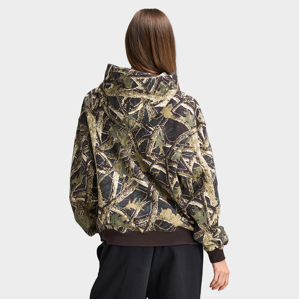 Nike Femme Studio Fleece OS PO Chandail à Capuchon ST Camo / Camo Vert - Rose Vif