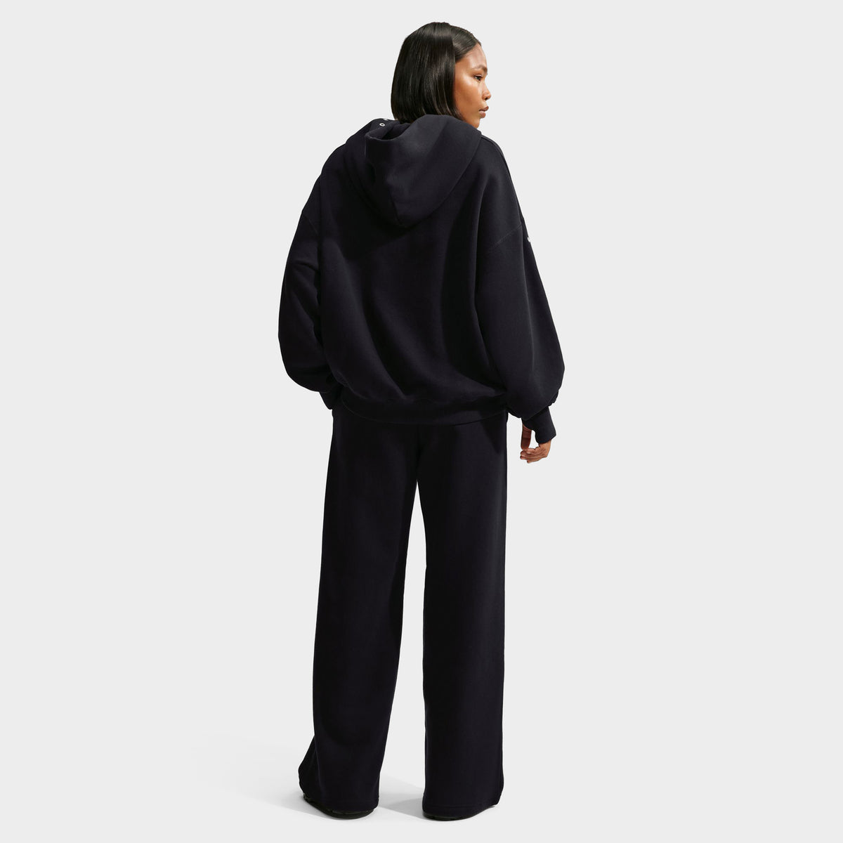 Nike Femme Studio Polaire Chandail à capuche Ample Mi-épais Noir total / Voile