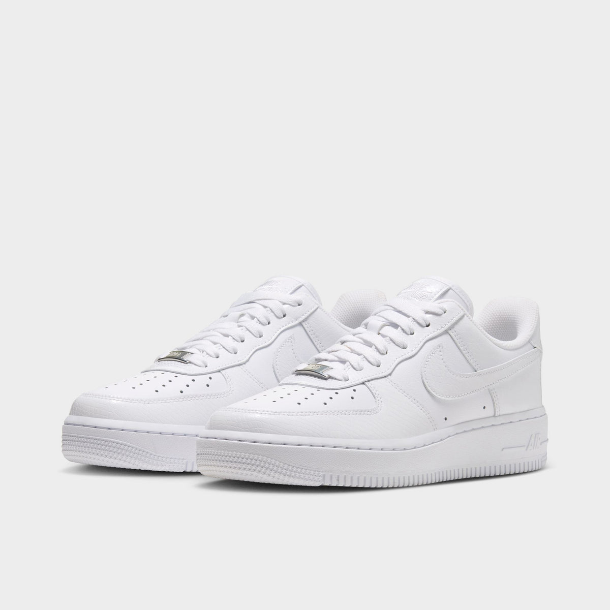 Nike Femme Air Force 1 Blanc / Blanc – Argent métallisé