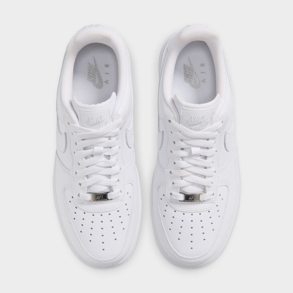 Nike Femme Air Force 1 Blanc / Blanc – Argent métallisé