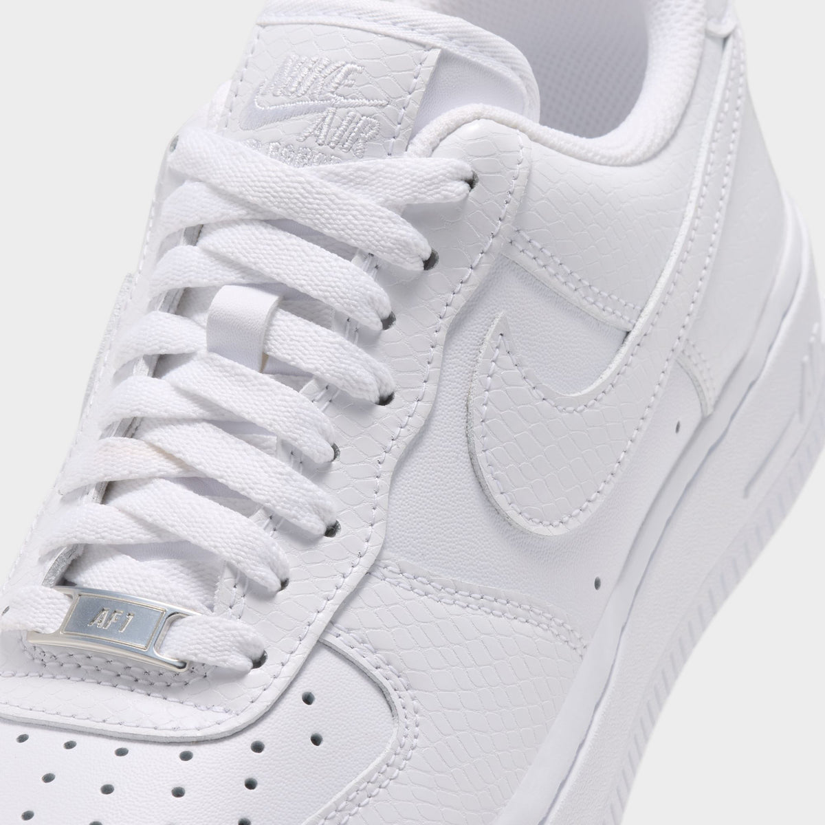 Nike Femme Air Force 1 Blanc / Blanc – Argent métallisé