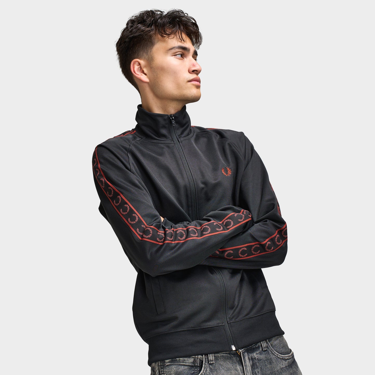Fred Perry Contrast Tape Track Jacket Black / Black