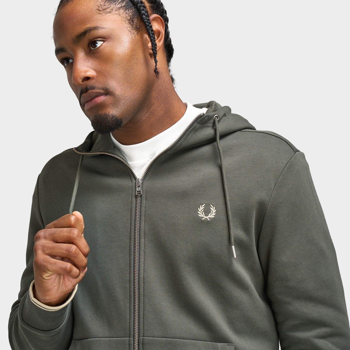 Fred Perry Fullzip Hoodie Field Green / Oatmeal