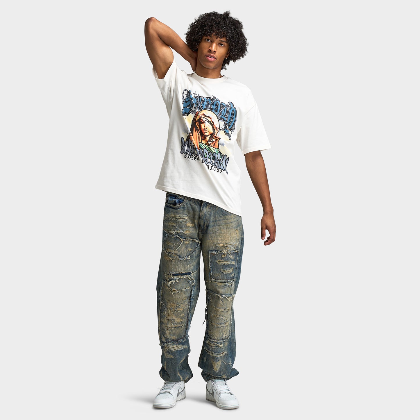 Jordan Craig Jeans reconstruits de coupe Brian / Poudreuse