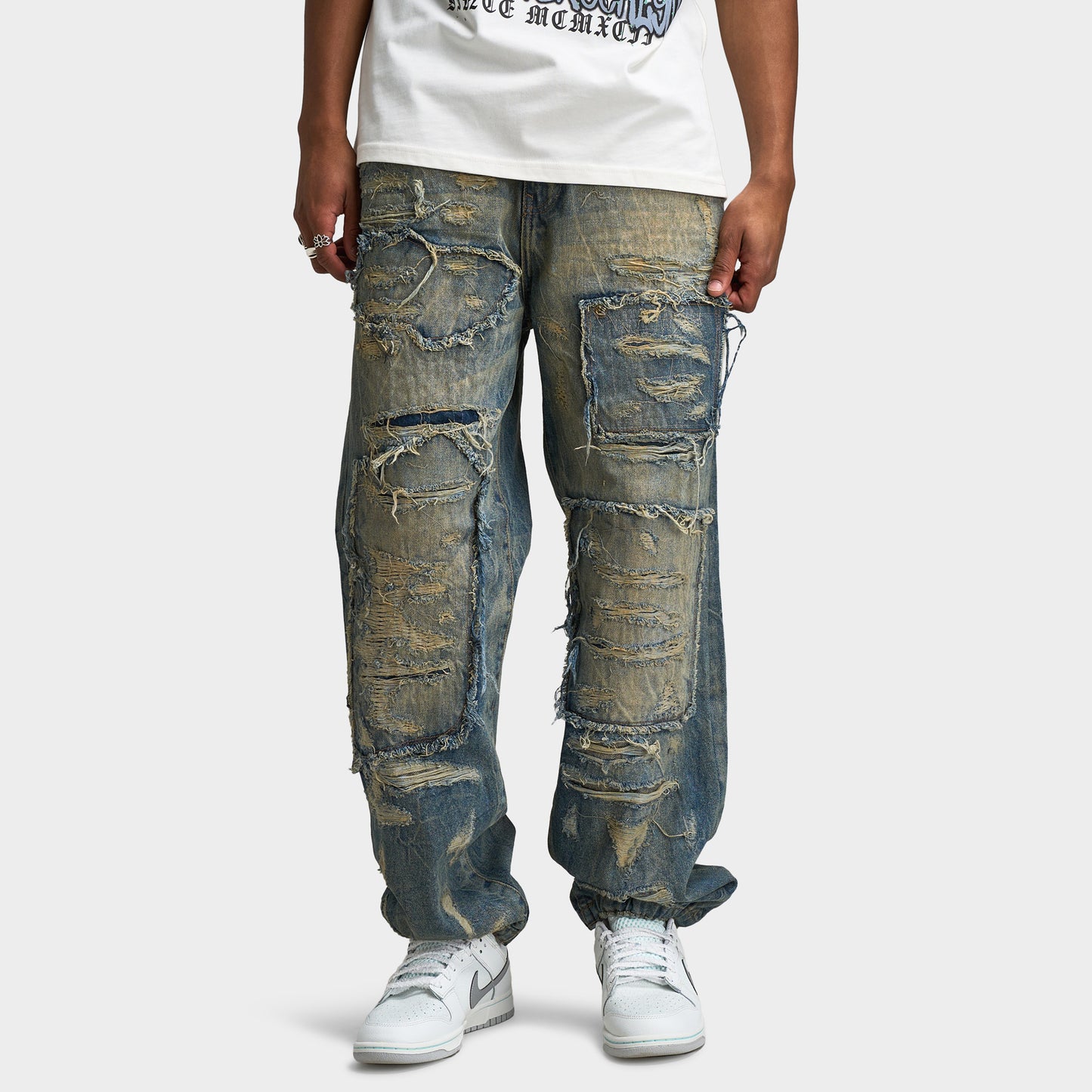 Jordan Craig Jeans reconstruits de coupe Brian / Poudreuse