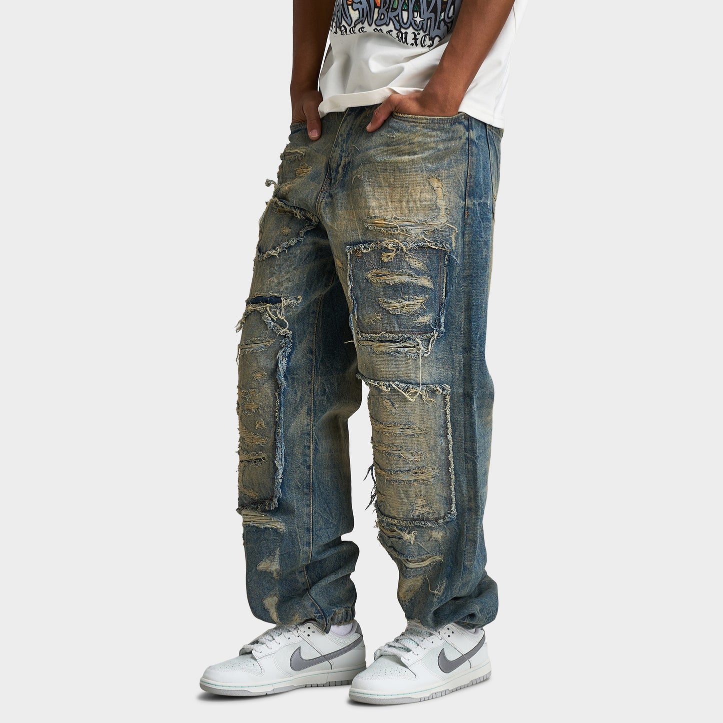 Jordan Craig Jeans reconstruits de coupe Brian / Poudreuse