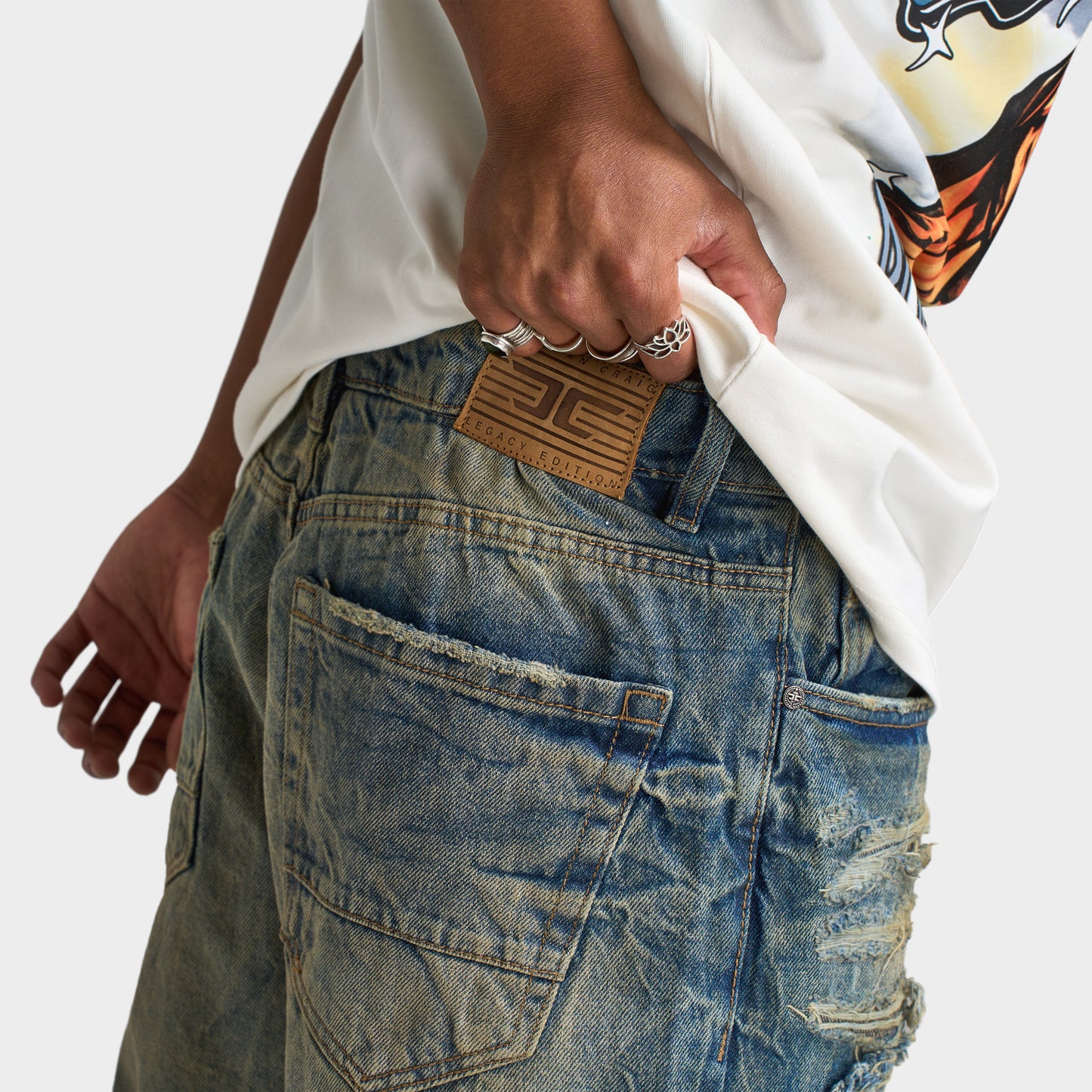 Jordan Craig Jeans reconstruits de coupe Brian / Poudreuse