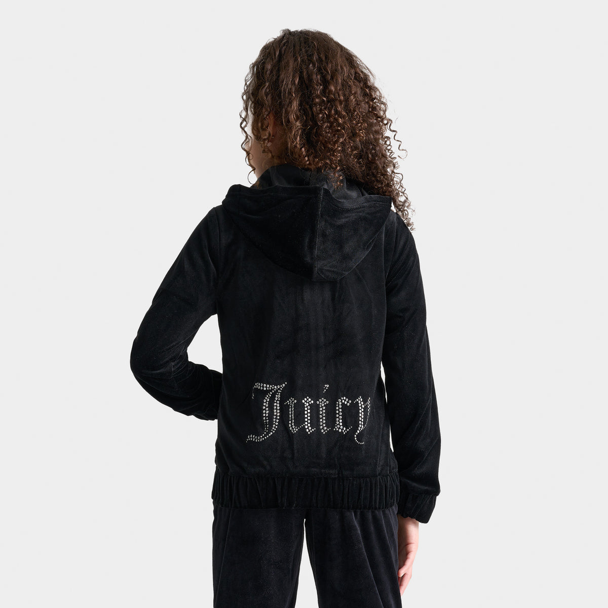Juicy Couture Junior Girls Velour Full Zip Hoodie Deep Black JD Sports