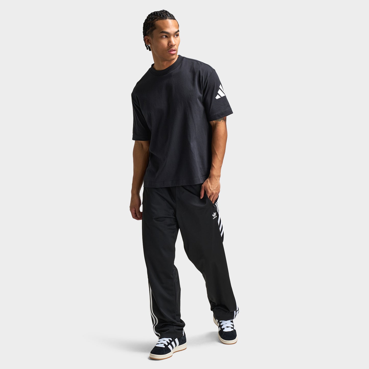 adidas Essentials Loose Fit 3 Bar Logo T-Shirt Black / White