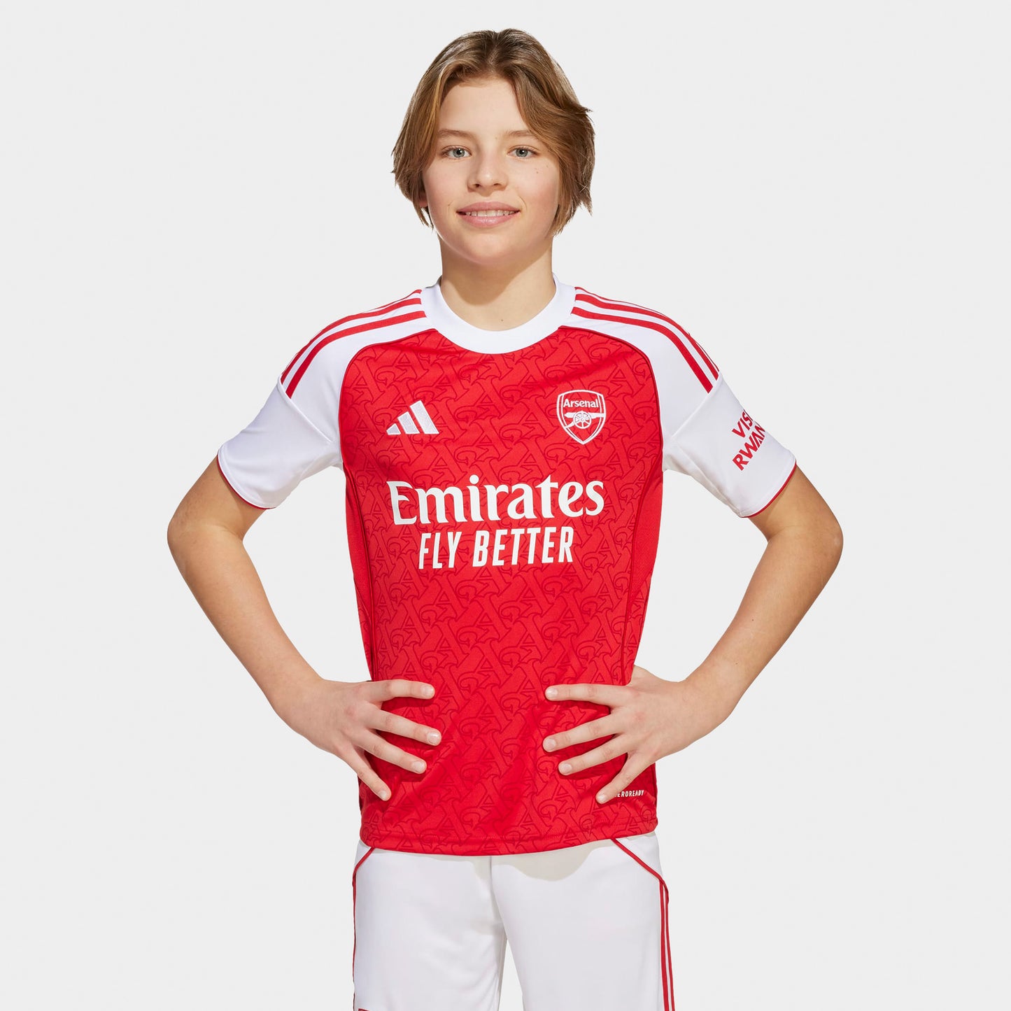 adidas Juniors' Arsenal FC 25/26 Jersey Youth Better Scarlet / White