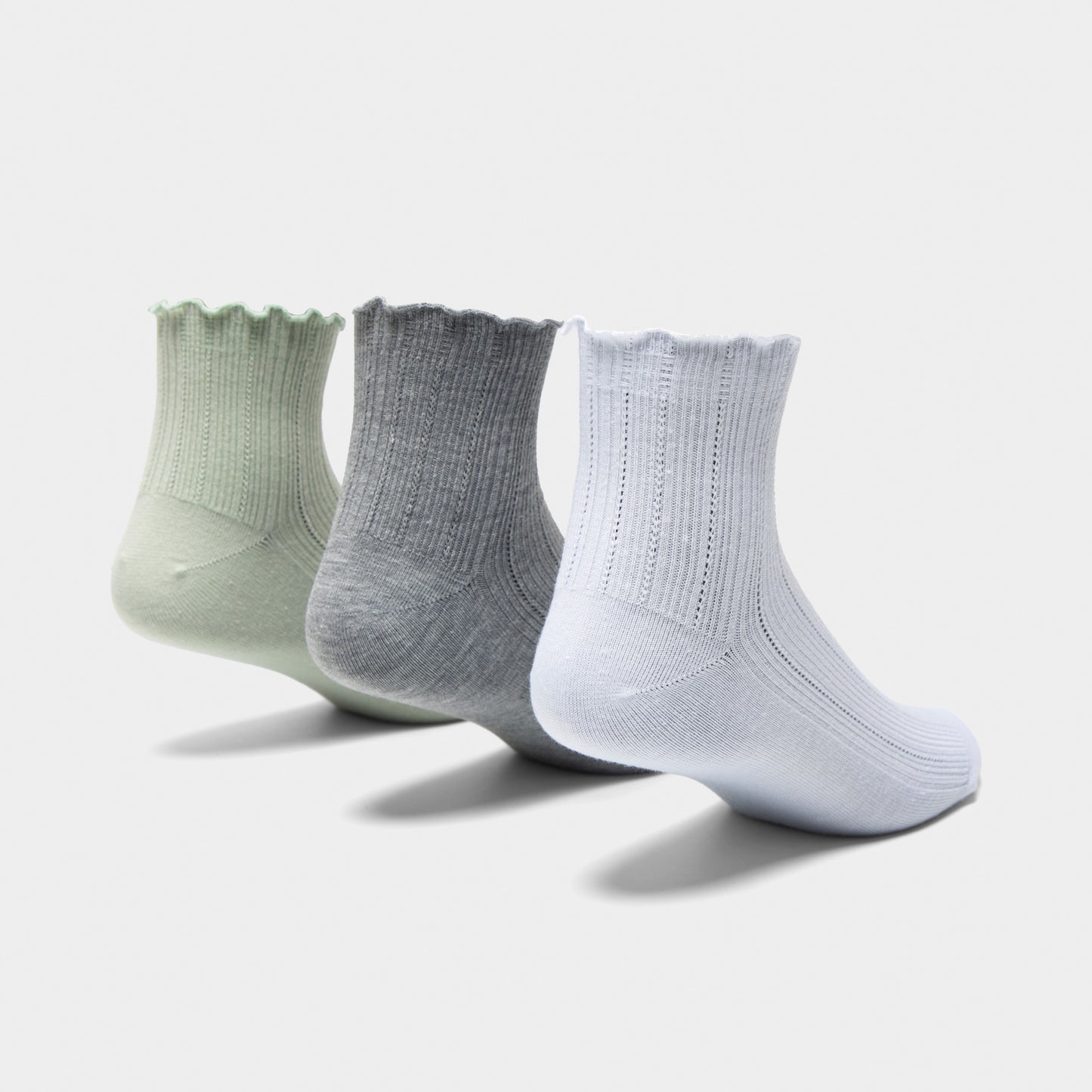 adidas Originals Ruffle Quarter Socks (3P) Grey/White-Green