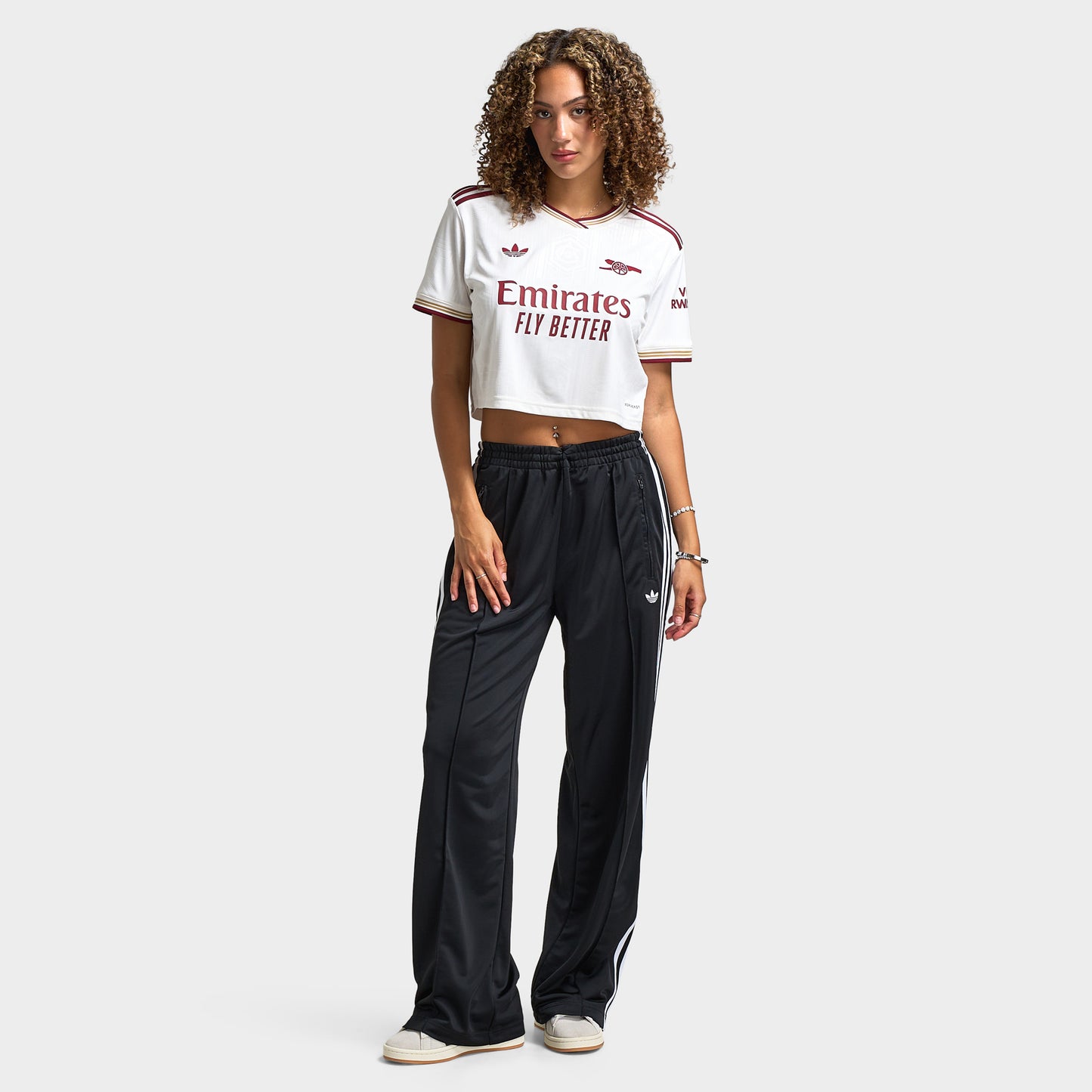 adidas Femmes Arsenal 3rd Cropped Maillot Blanc nuage / Bourgogne