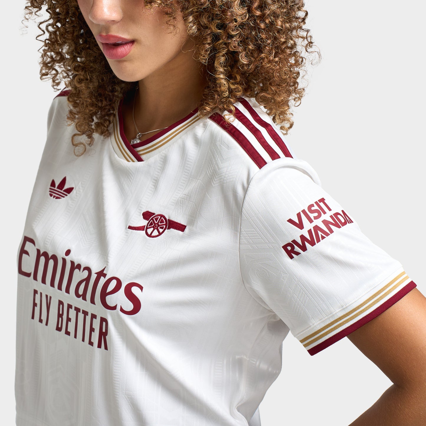adidas Femmes Arsenal 3rd Cropped Maillot Blanc nuage / Bourgogne