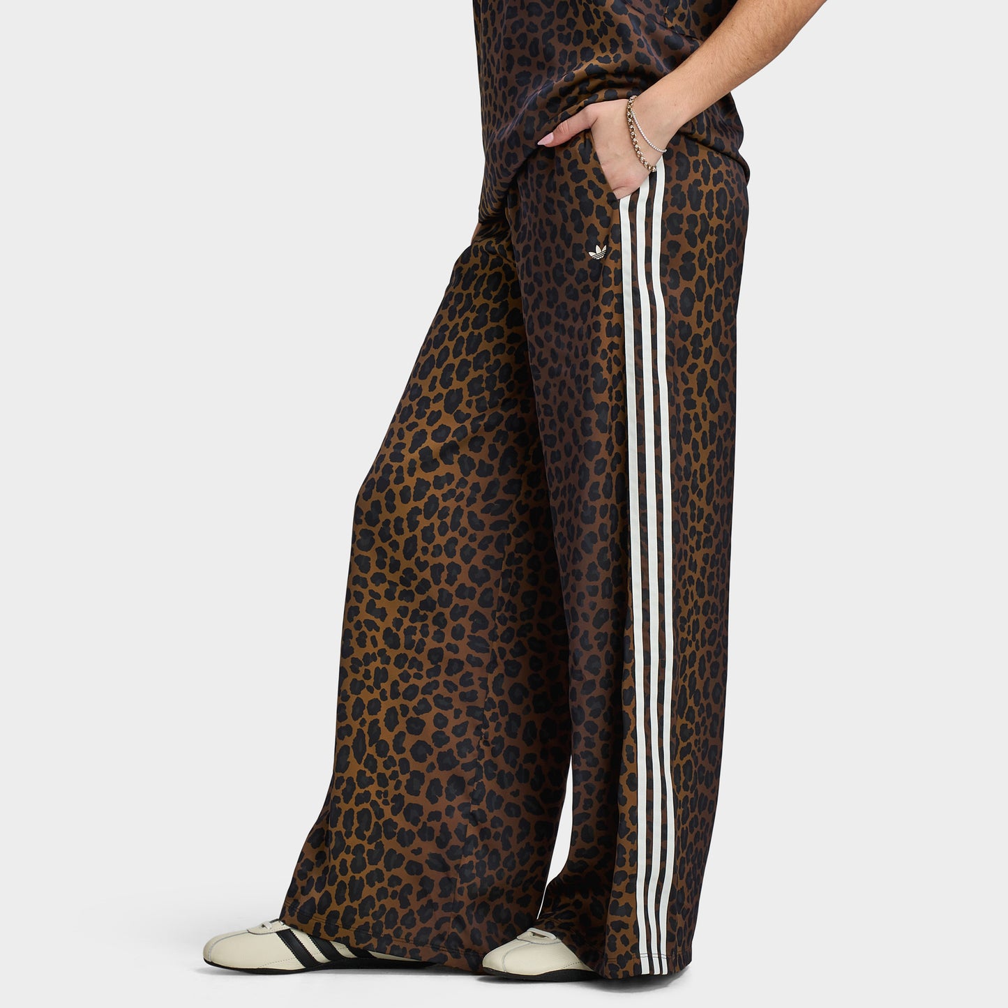 adidas Women's Wide Leg Satin Pant / Leopard
