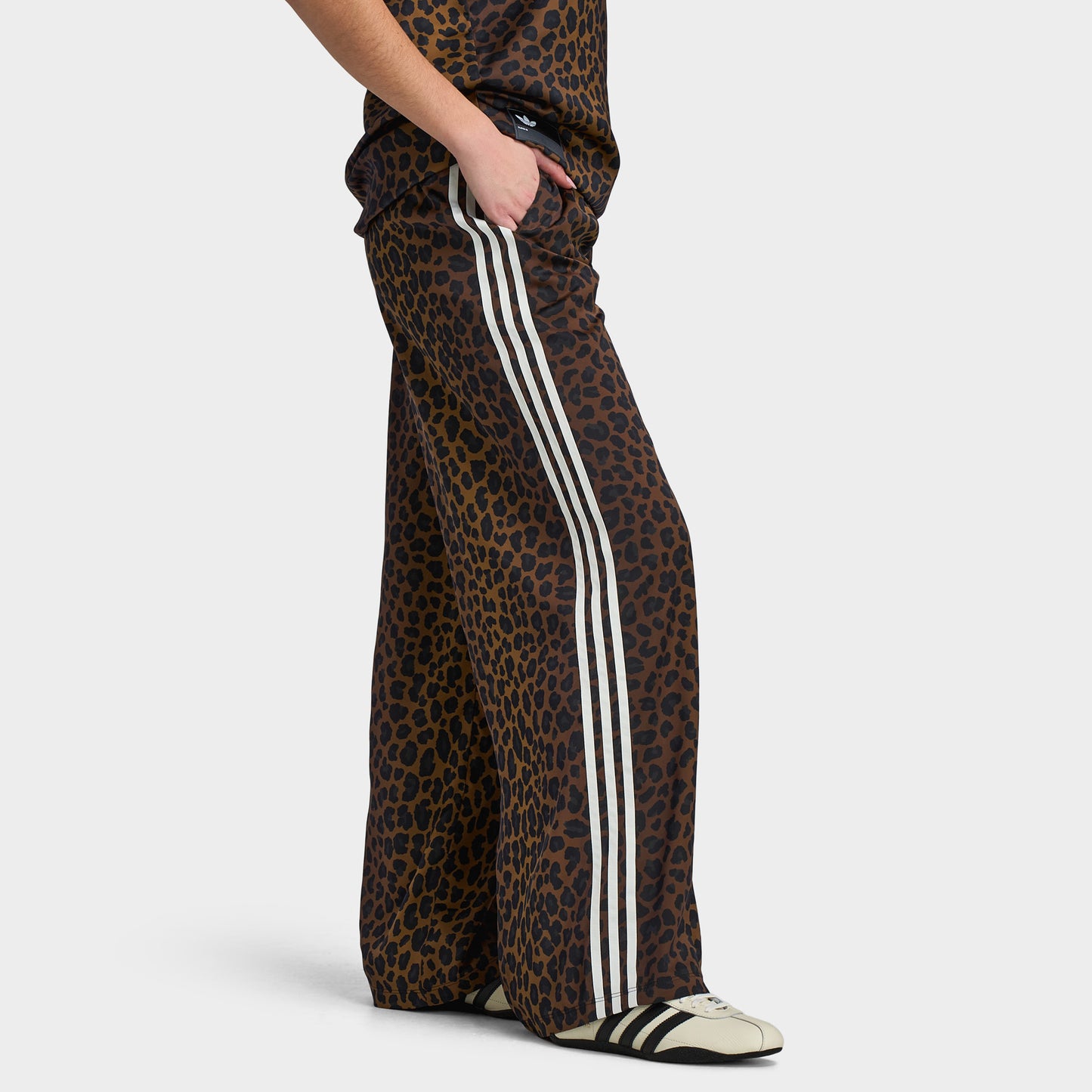adidas Women's Wide Leg Satin Pant / Leopard