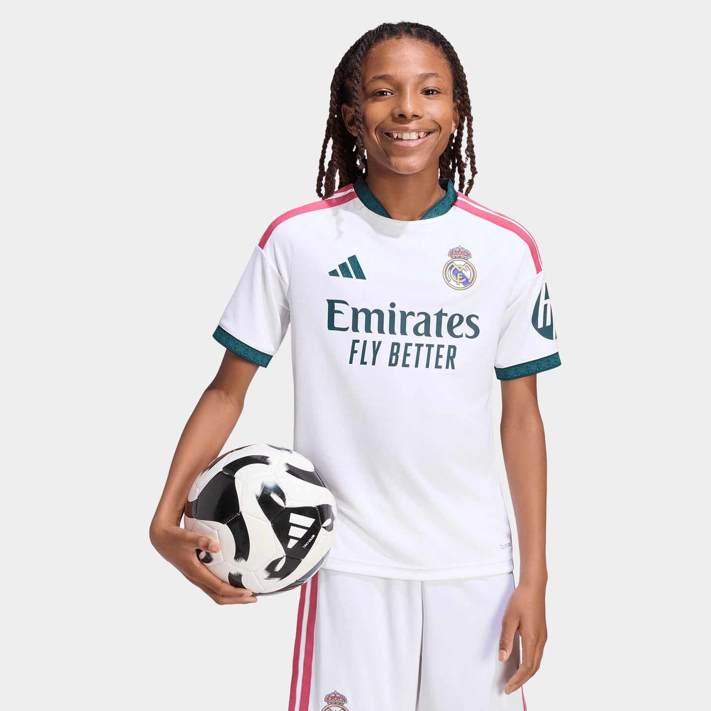 adidas Juniors' Real Madrid Home Jersey / White