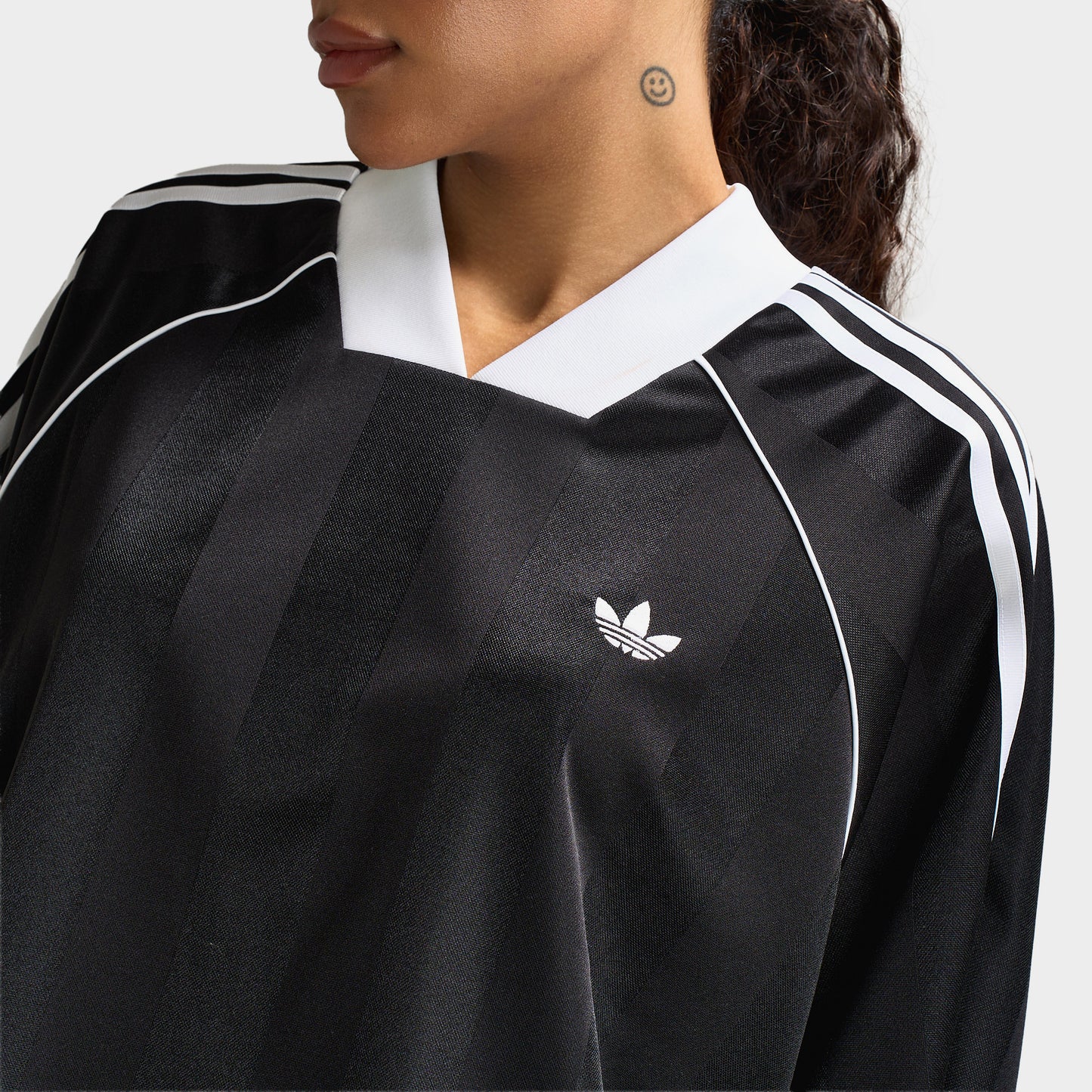 adidas Women's 3 Stripe Jacquard Tee Black / White