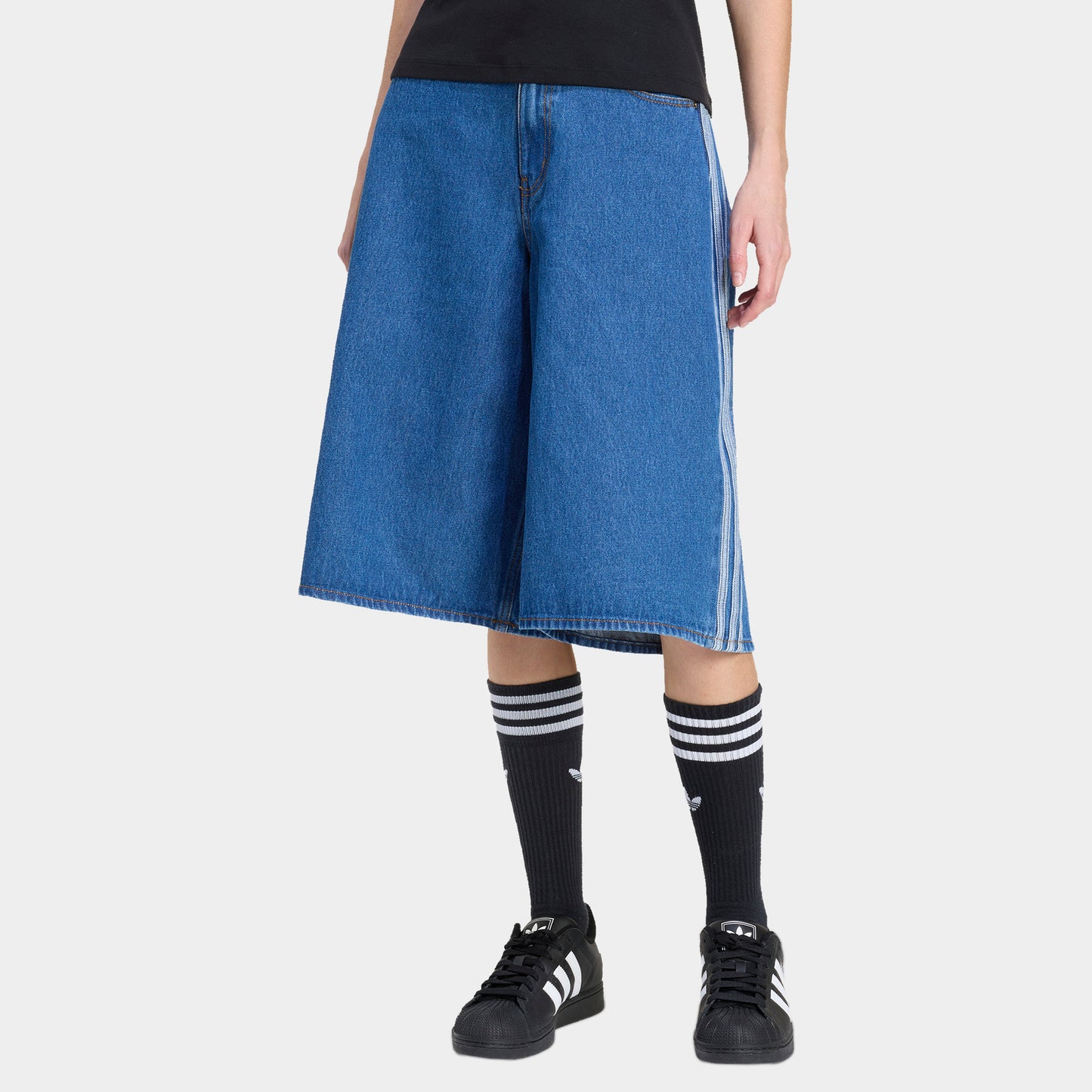 adidas Women's Firebird Denim Jorts / Denim