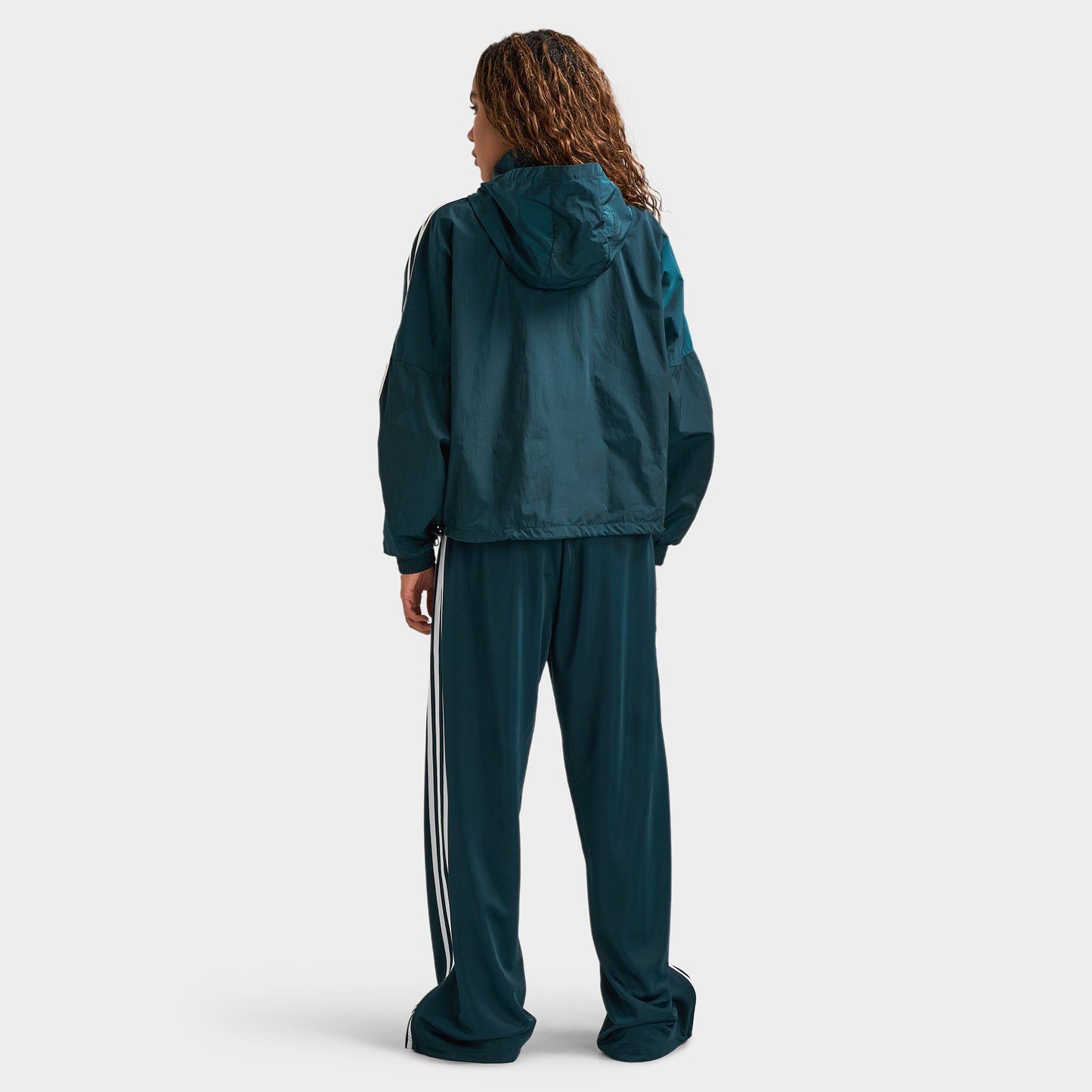 adidas Women's Adicolor 3 Stripes Woven Windbreaker Ivy / White
