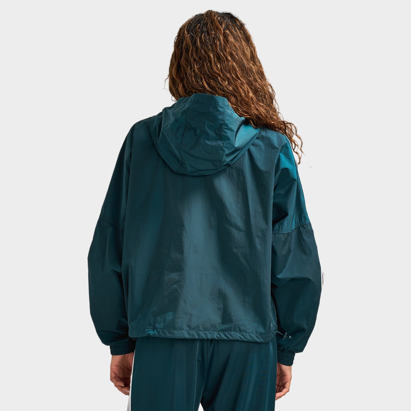 adidas Women's Adicolor 3 Stripes Woven Windbreaker Ivy / White