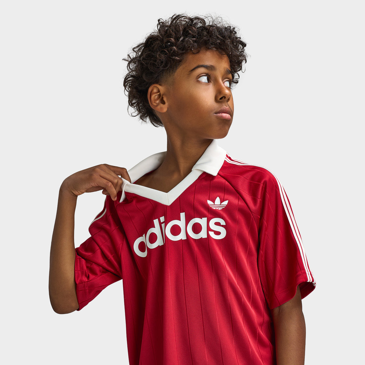 adidas Juniors' Pinstripe Collared Jersey / Team Victory Red