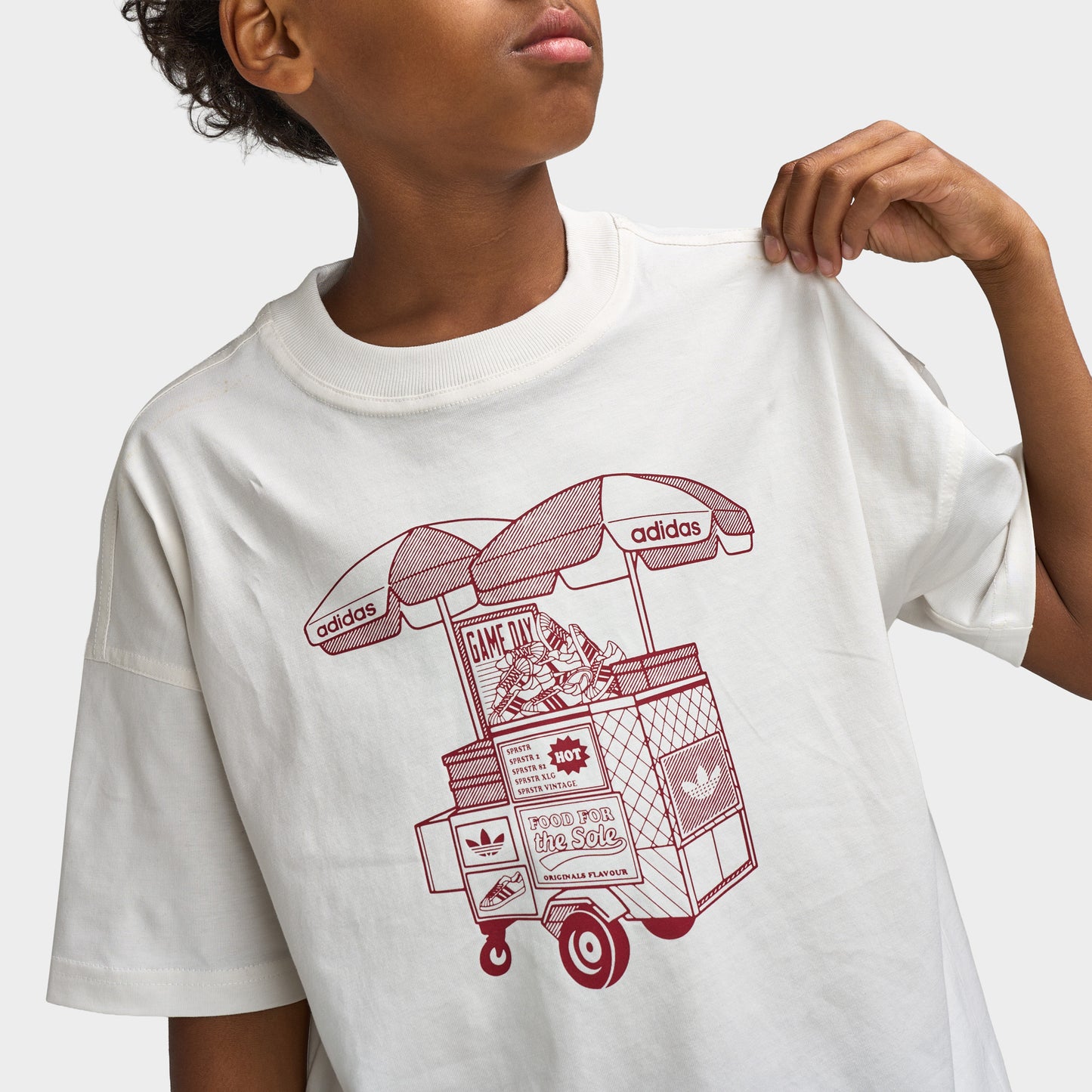 adidas Juniors Foodcart Coupe Ample T-shirt / Blanc Nuage