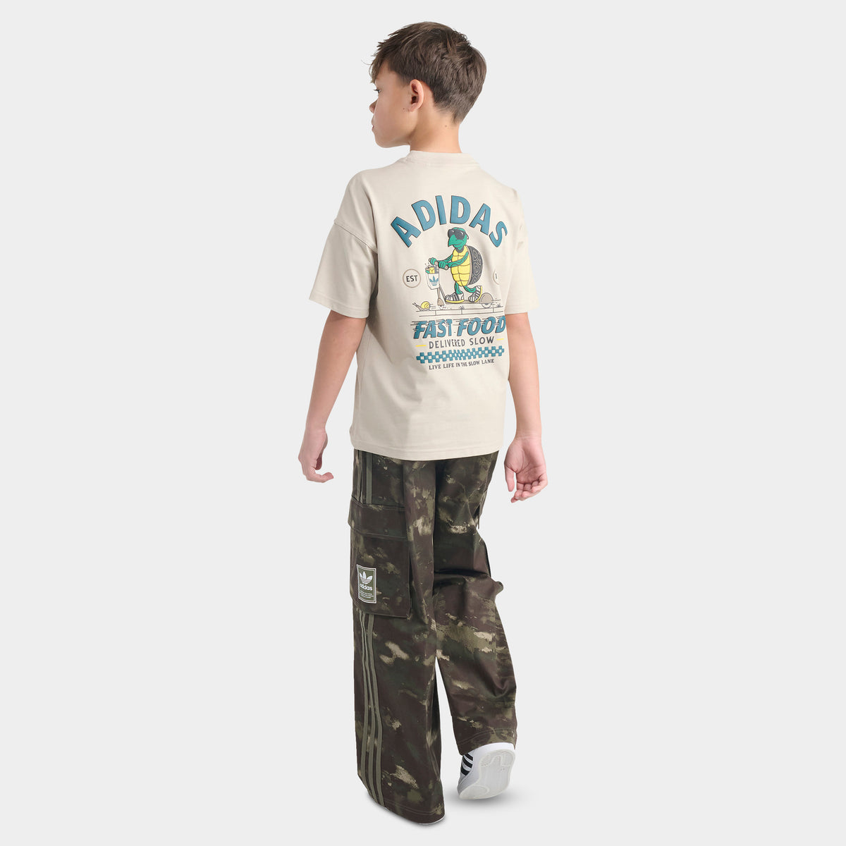 adidas Juniors' Fast Food Loose Fit T-Shirt / Khaki