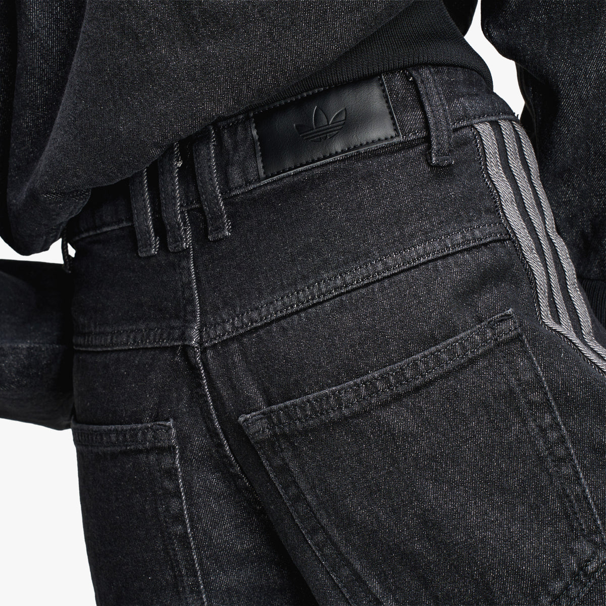 adidas Pantalon en denim large taille haute / Denim noir