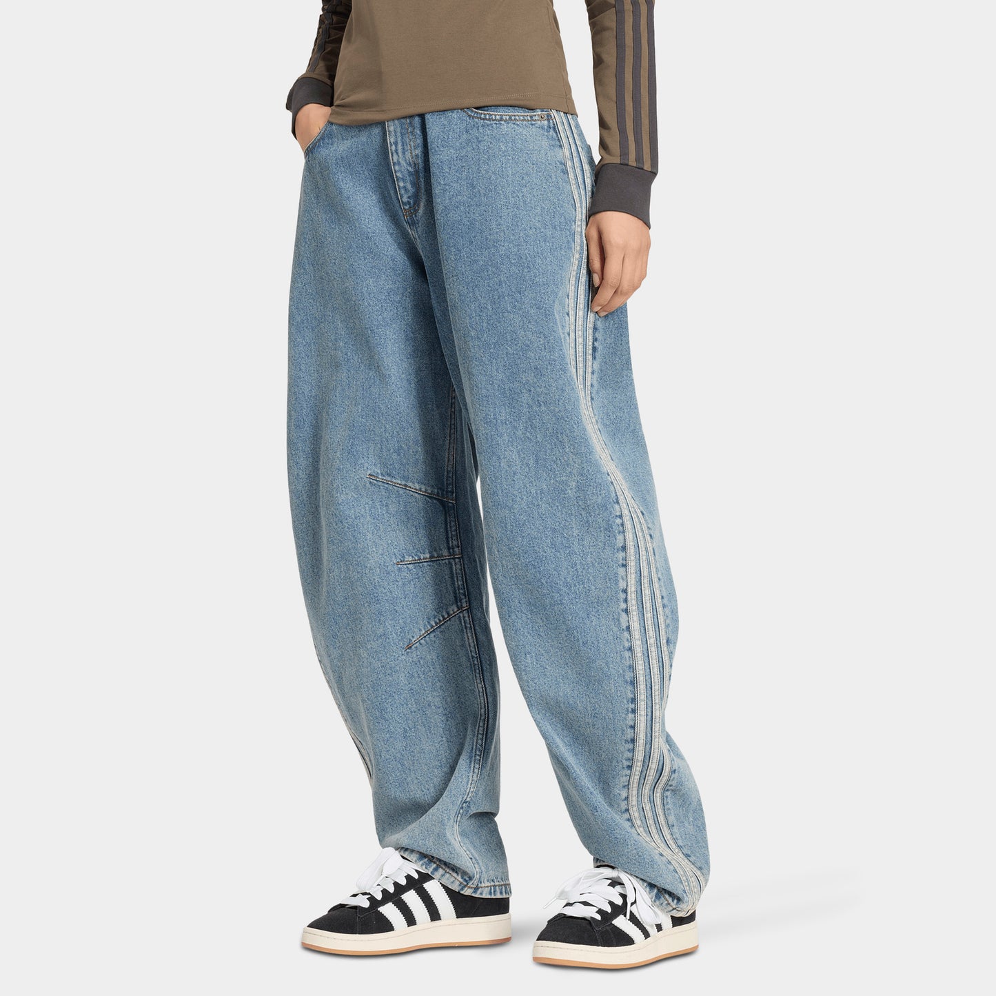adidas High Rise Barrel Leg Denim Pant / Worn Blue Denim