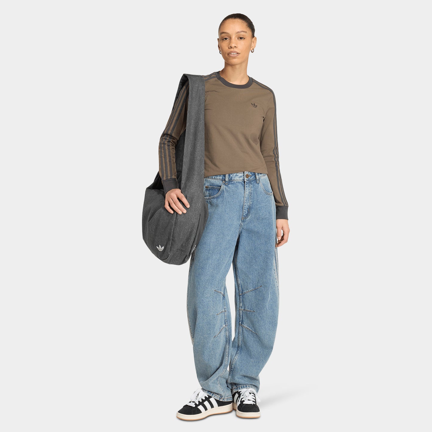 adidas High Rise Barrel Leg Denim Pant / Worn Blue Denim