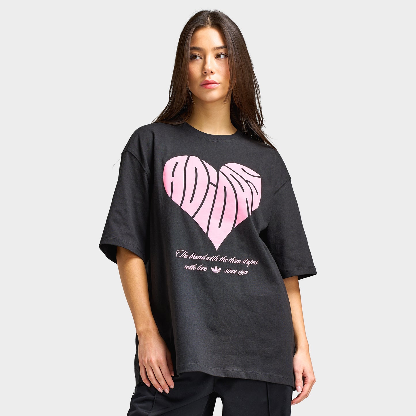 adidas Women's Oversized Heart Graphic T-Shirt / Black