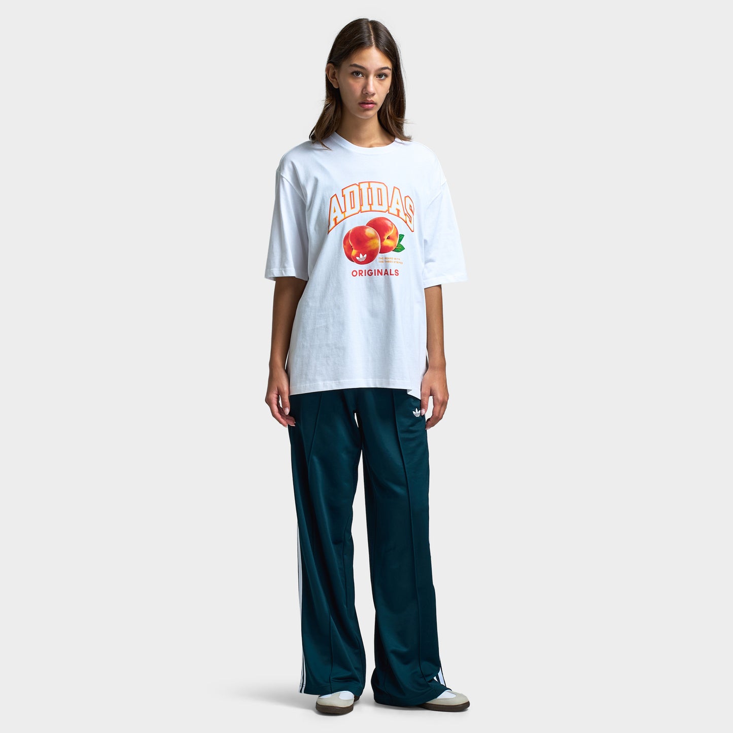 adidas Women's Oversized Peach Graphic T-Shirt / White