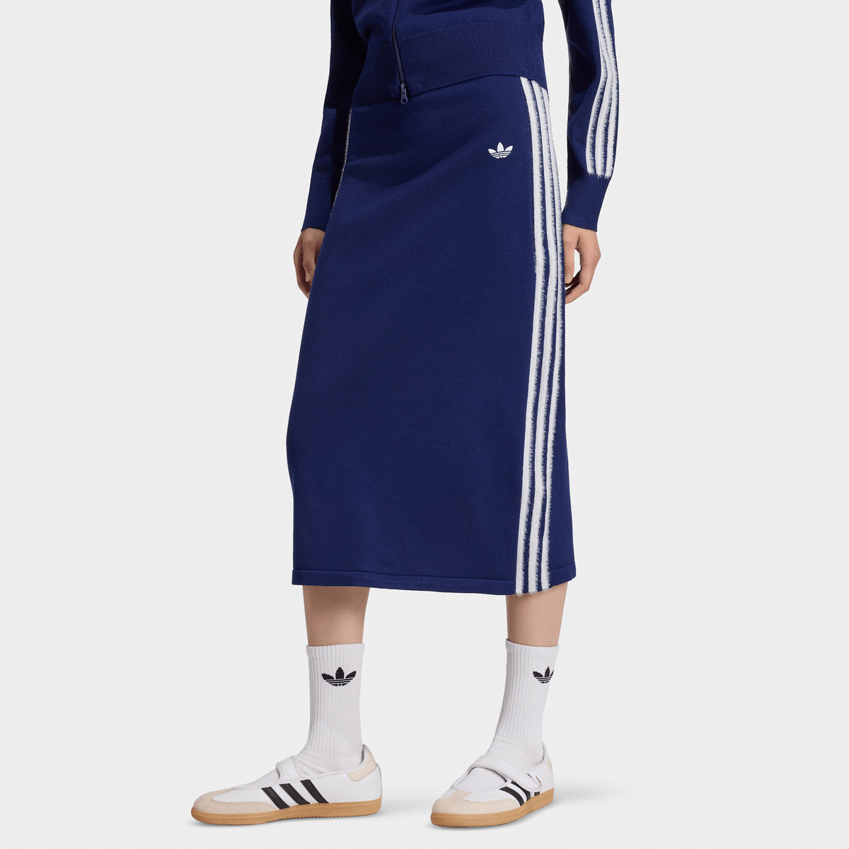 Jupe en maille adidas 3 bandes bleu foncé/blanc