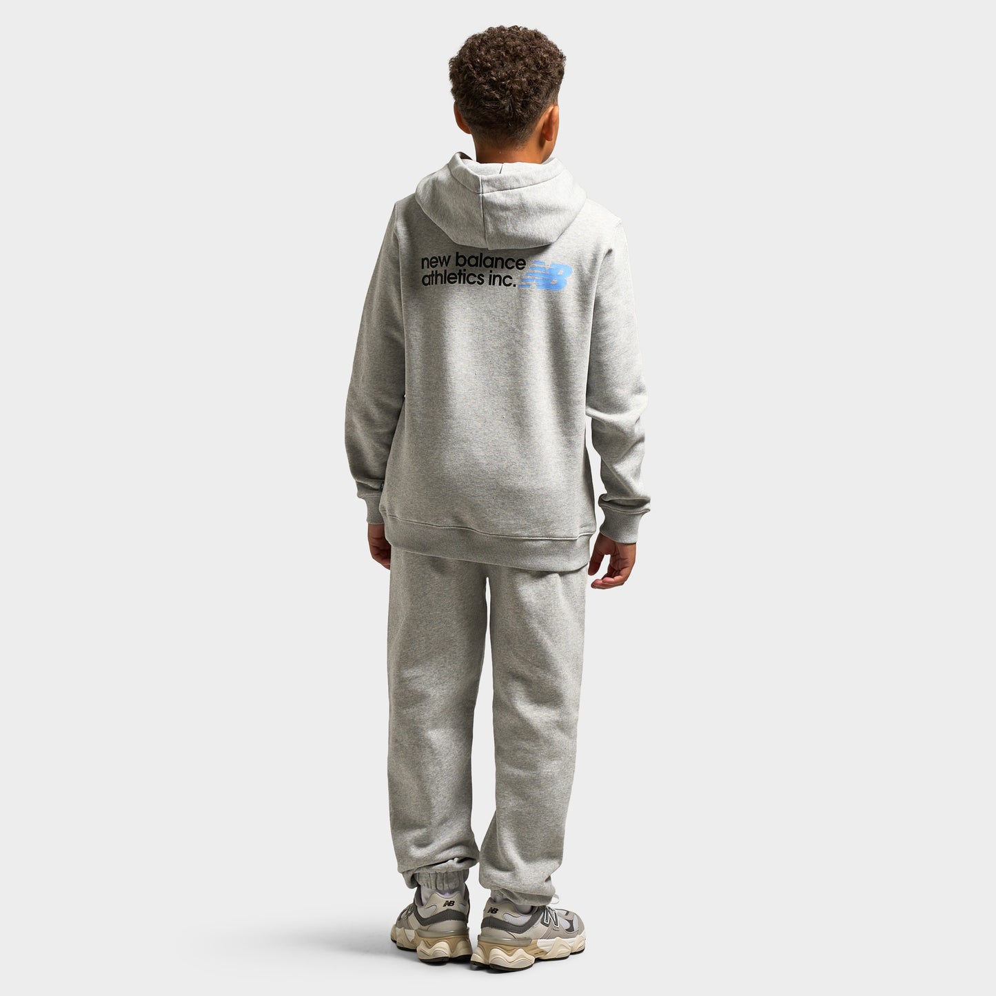 New Balance Juniors' Back Linear Logo Hoodie / Athletic Grey Heather