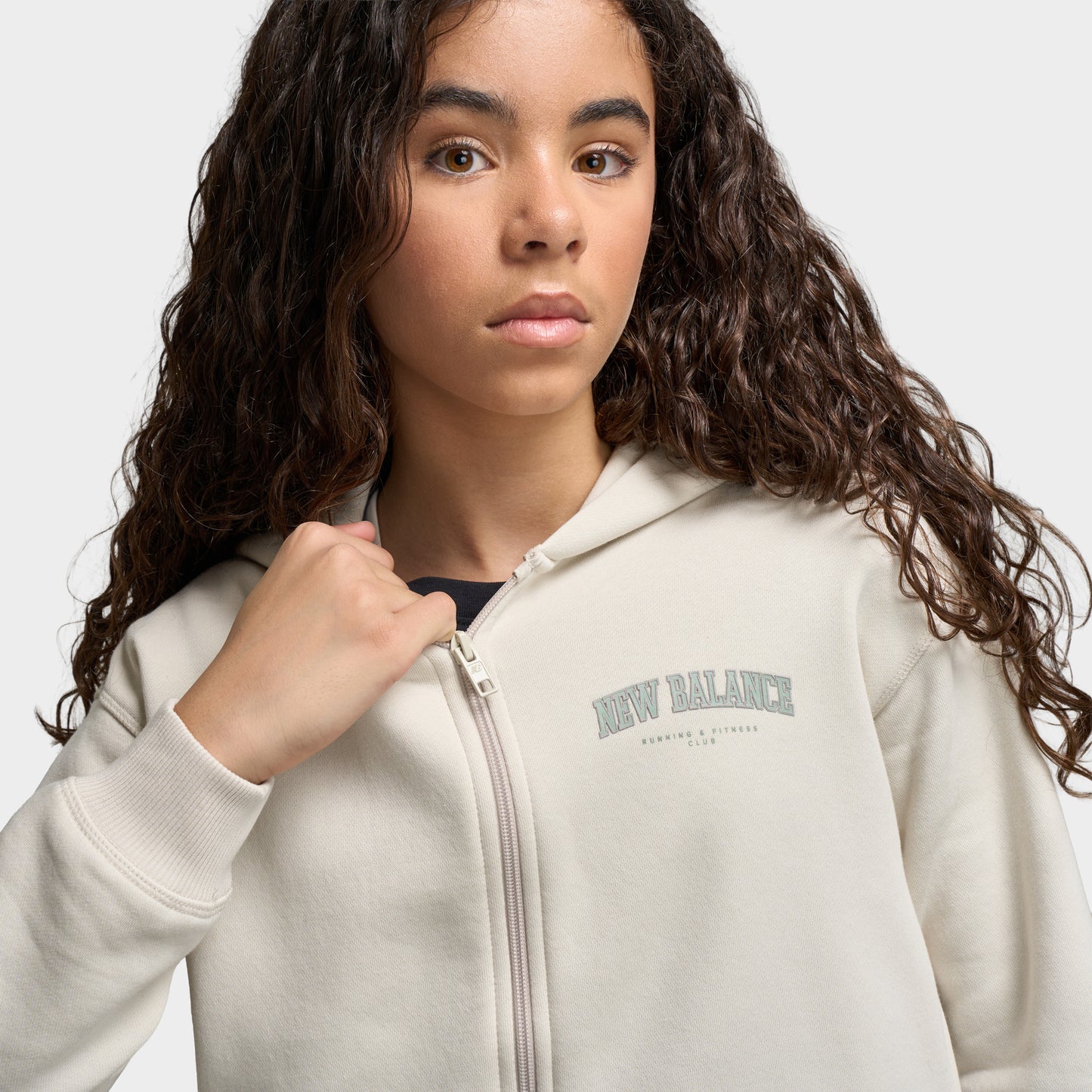 New Balance Junior's Arch Graphic Full-Zip Hoodie / Moonbeam
