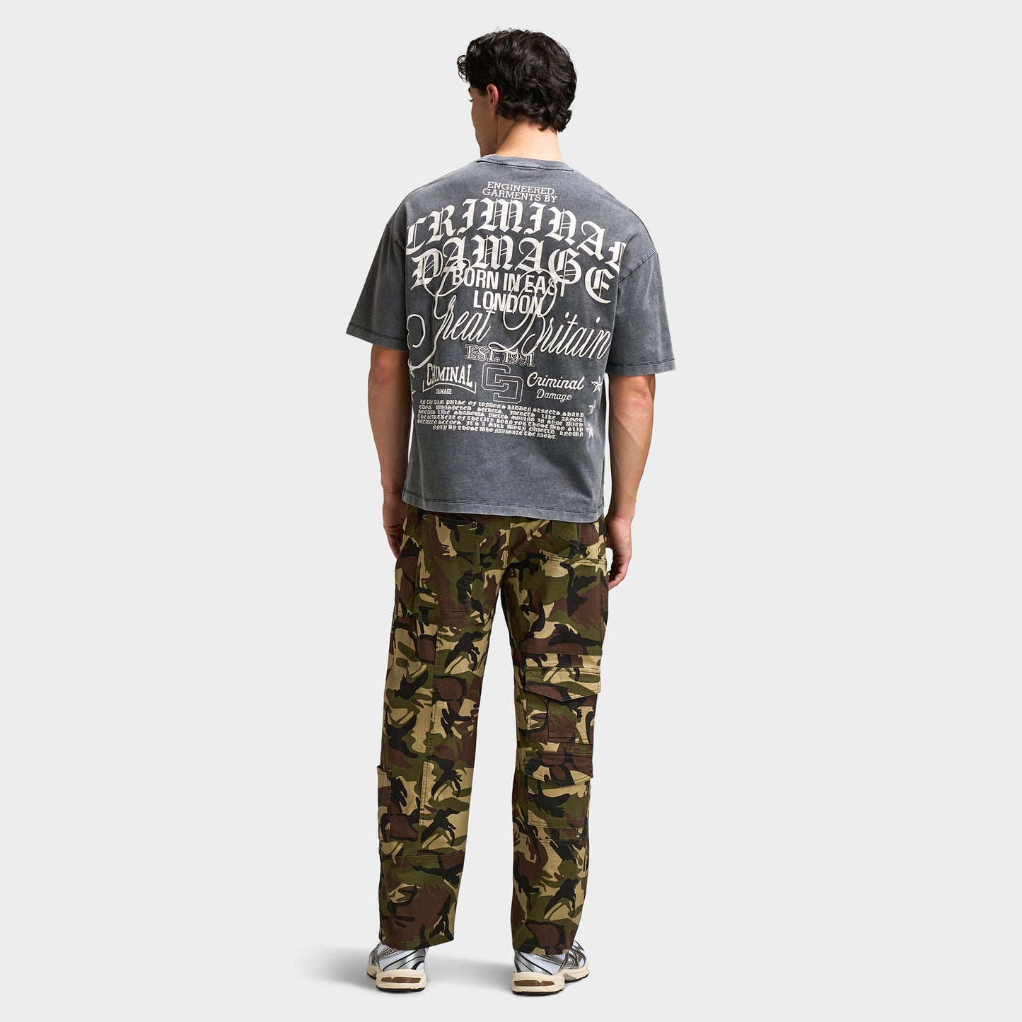 Criminal Damage Logo Mania t-shirt / Noir délavé