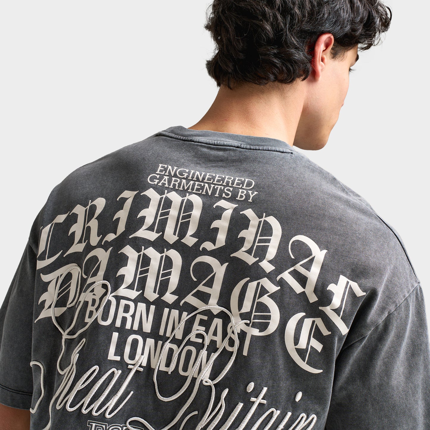 Criminal Damage Logo Mania t-shirt / Noir délavé