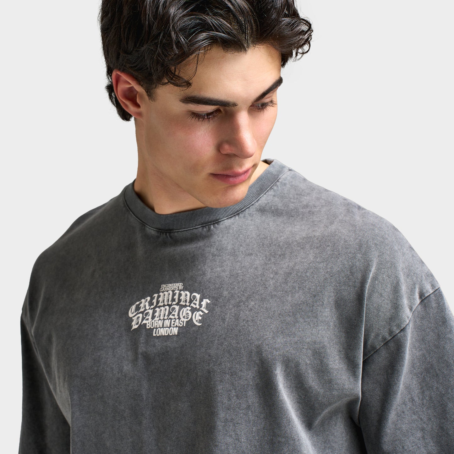 Criminal Damage Logo Mania t-shirt / Noir délavé