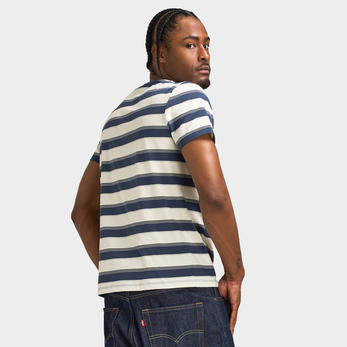 Fred Perry Fine Stripe Tee Dark Airforce / Ecru