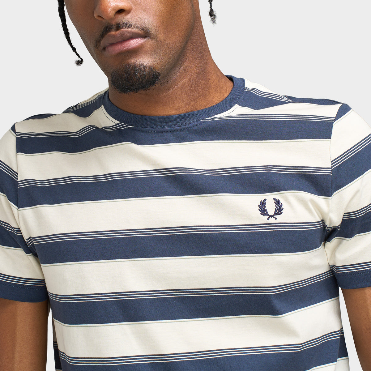 Fred Perry Fine Stripe Tee Dark Airforce / Ecru