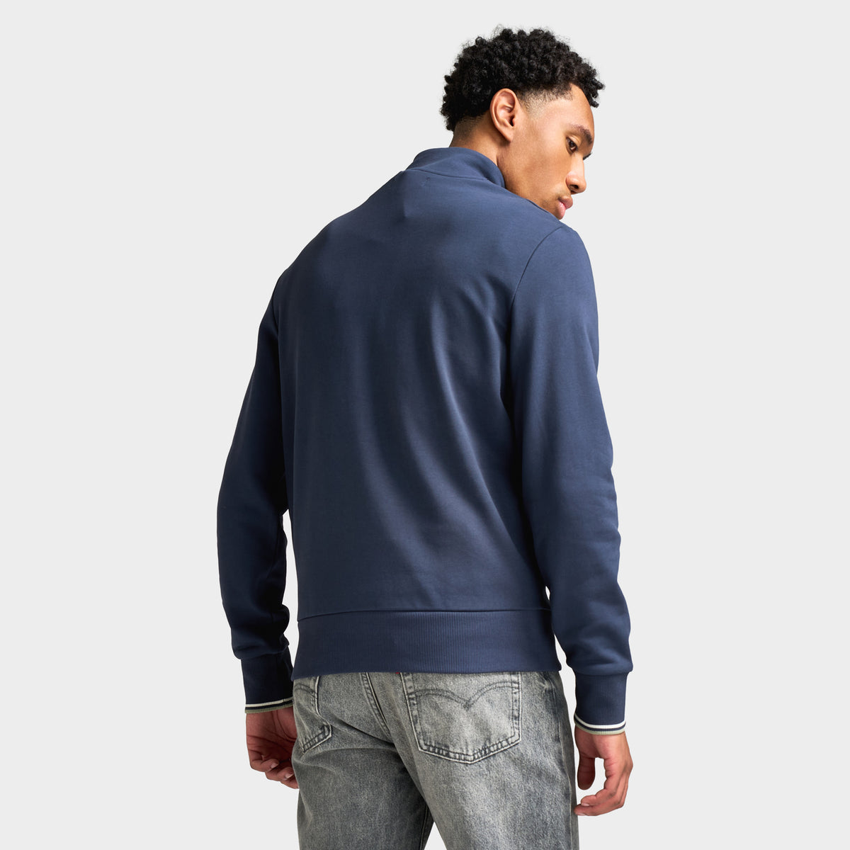 Fred Perry Sweatshirt Demi-Zip Bleu Marine Foncé / Écru