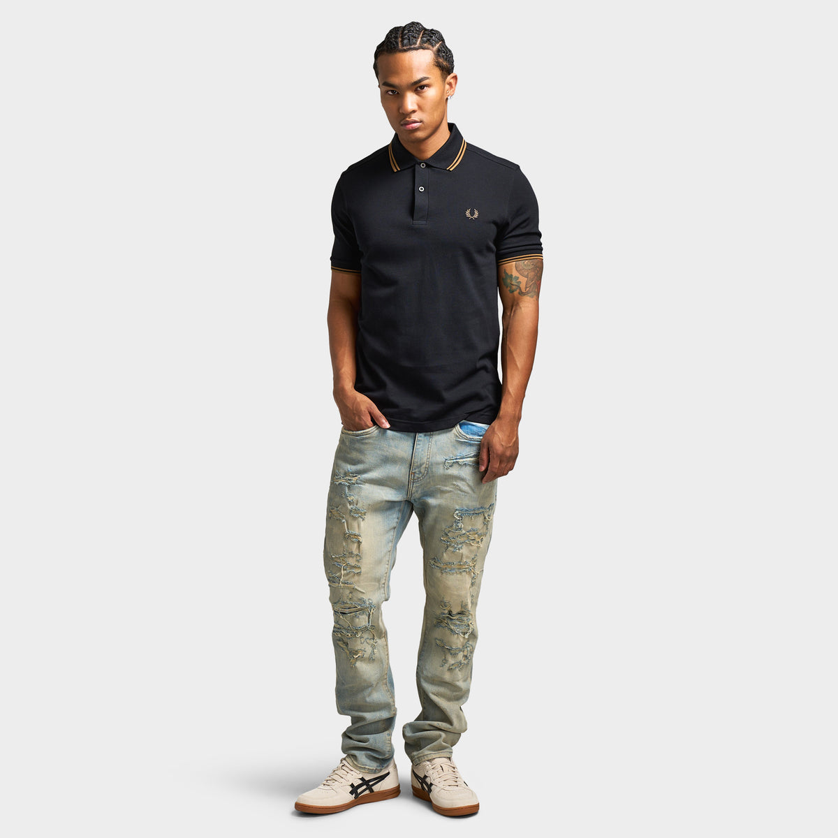 Fred Perry Twin Tipped T-Shirt Black / Shaded Stone