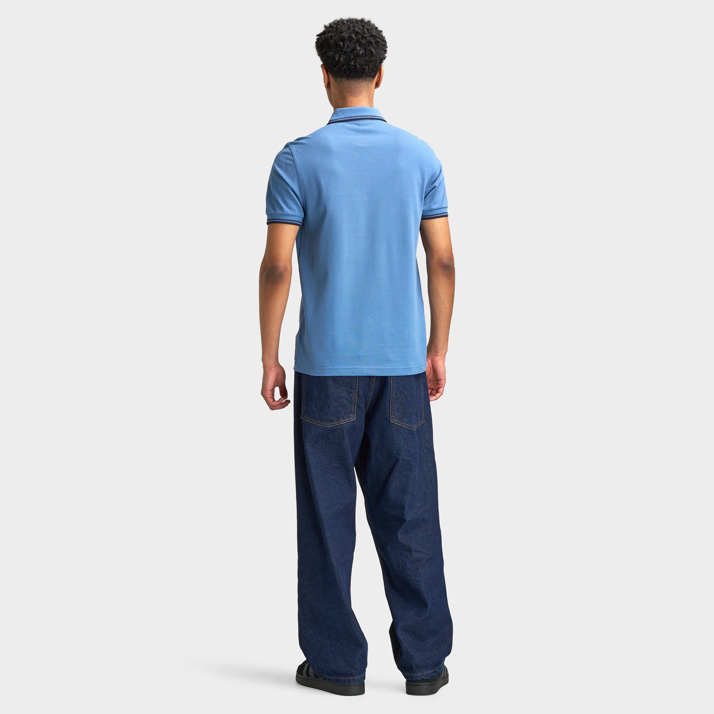 Fred Perry Chemise À Double Liseré Bleu Marine / Bleu Tennis