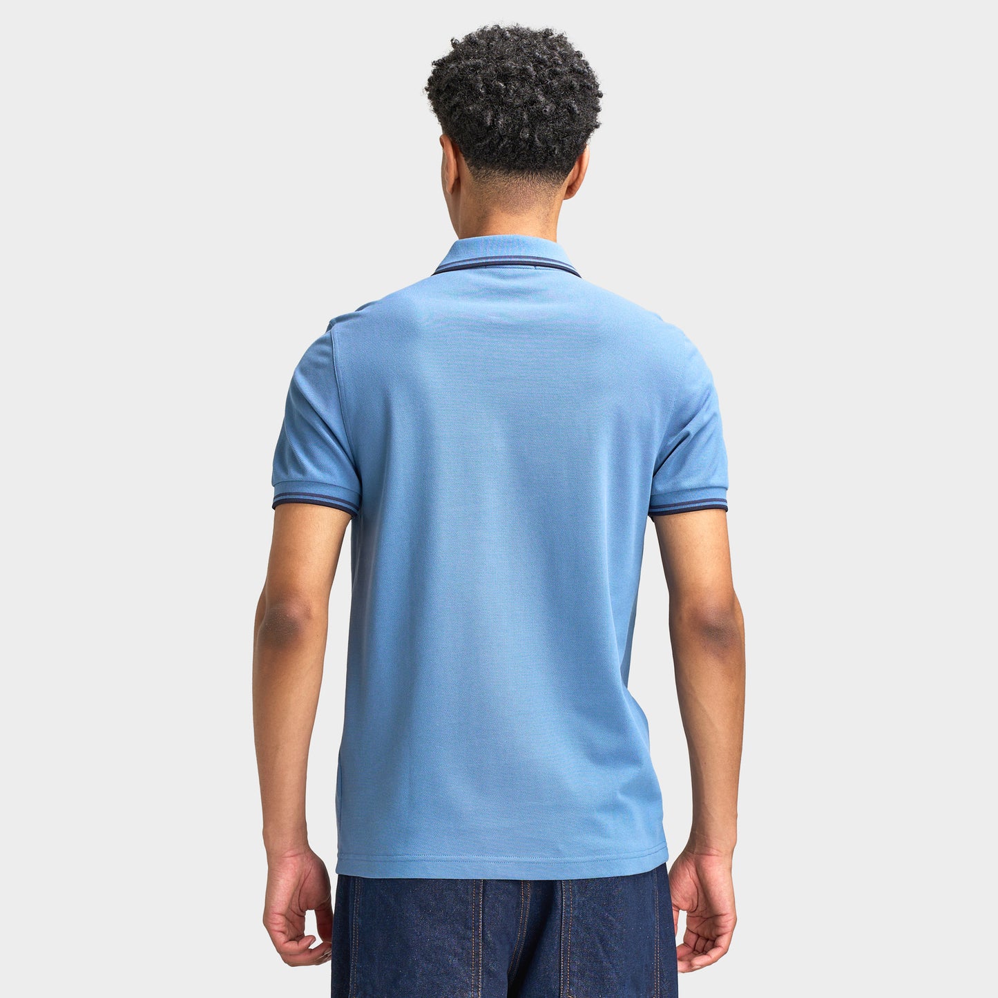 Fred Perry Chemise À Double Liseré Bleu Marine / Bleu Tennis